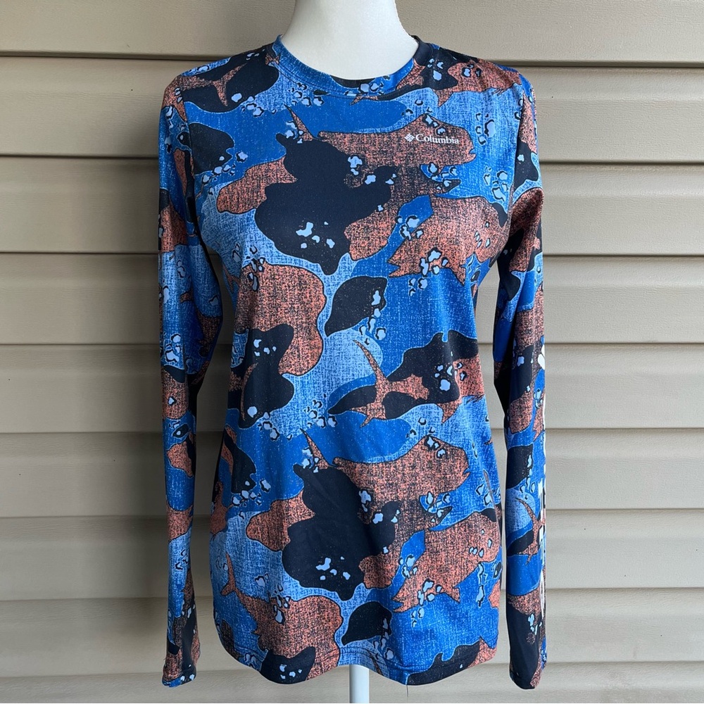 •Columbia• Boys Super Terminal Tackle Blue Camo Gamefish Fishing Top - Size XL